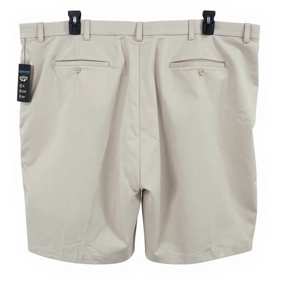 Roundtree & Yorke Big Man Performance Classic Fit Flat Front Shorts Beige 52 x 8 - Picture 3 of 9